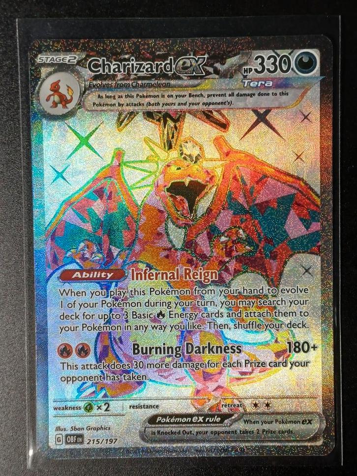 Charizard EX 215/197 - Obsidian Flames Ultra Rare, Hobby en Vrije tijd, Verzamelkaartspellen | Pokémon, Zo goed als nieuw, Losse kaart