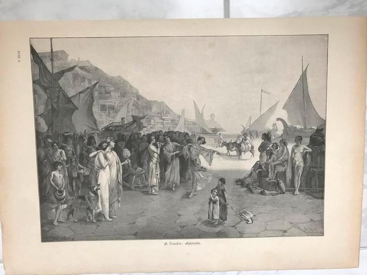 Henry Daudin, Aphrodite, 1896, gravure, 32x22cm. Perfect!, Antiek en Kunst, Kunst | Etsen en Gravures, Ophalen of Verzenden