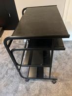 Computertafel 4 bladen op wielen Zwart, Ophalen, Gebruikt, 70 tot 120 cm, Metaal