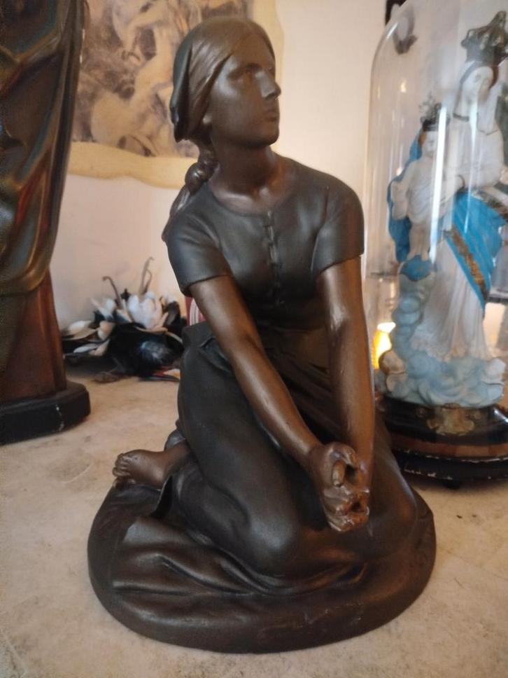 Groot Jeanne d'Arc beeld brons patina kleur - 43 cm hoog, Antiek en Kunst, Curiosa en Brocante, Ophalen of Verzenden