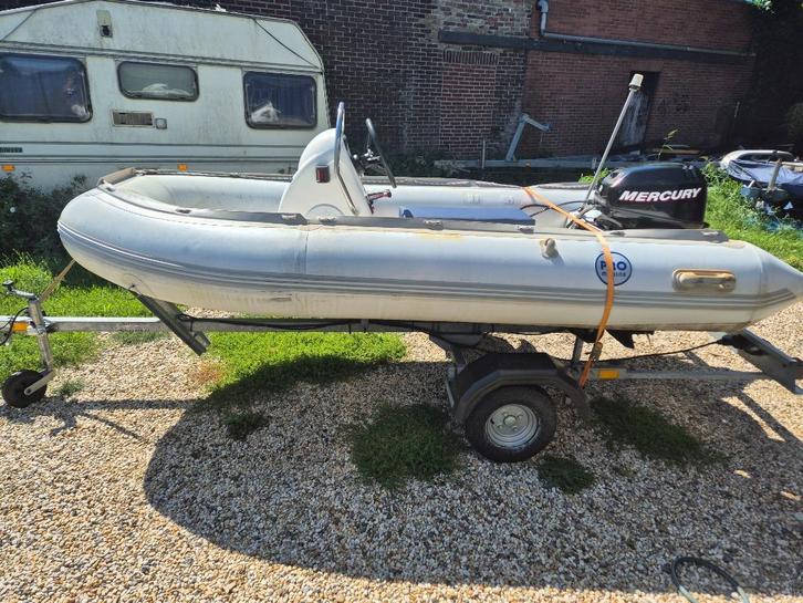 Sportieve Rib met console, Mercury buitenboordmotor 15pk, Watersport en Boten, Rubberboten, Gebruikt, Overige merken, Overige materialen
