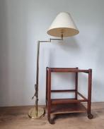 Vintage messing vloerlamp met verstelbare arm en kap, Ophalen of Verzenden, Gebruikt