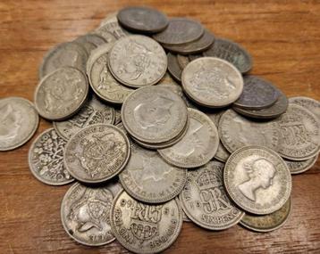 lot 50 zilveren 6 pence beschikbaar voor biedingen