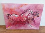 Schilderij olieverf roze paarden kunstschilder Kees de Jong, Antiek en Kunst, Kunst | Schilderijen | Modern, Ophalen of Verzenden