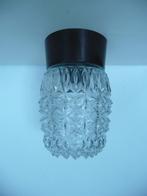 Vintage glazen plafonniere met kristalachtige  facetten., Ophalen of Verzenden, Zo goed als nieuw, Glas