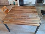 Houten vierkante tafel 140x140 cm metalen poten teab, Huis en Inrichting, Tafels | Eettafels, Ophalen, Gebruikt, 100 tot 150 cm