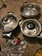 3x pannenset rvs, Huis en Inrichting, Keuken | Potten en Pannen, Ophalen of Verzenden, Gebruikt, Rvs, Pannenset