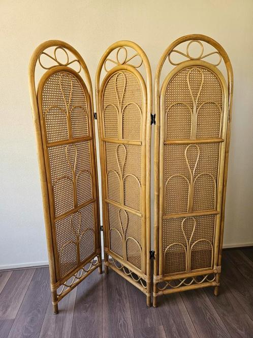 Vintage rotan roomdivider kamerscherm jaren 60 70, Huis en Inrichting, Woonaccessoires | Kamerschermen, Zo goed als nieuw, Ophalen