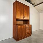 Vintage Scandinavische wandkast, 3-delig, teak, Gebruikt, Met deur(en), Teakhout, Ophalen of Verzenden