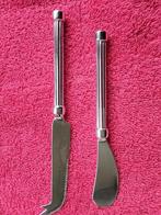 Kaasmesjes,taarschep,lepeltjes,vork,onderzetters,verzilverd, Antiek en Kunst, Ophalen of Verzenden