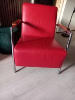 Mooie rode leren fauteuil, Ophalen, Gebruikt, 50 tot 75 cm, Leer
