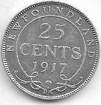 25  cent 1917  New Foundland. km. 17, Postzegels en Munten, Munten | Amerika, Zilver, Ophalen of Verzenden, Losse munt, Noord-Amerika