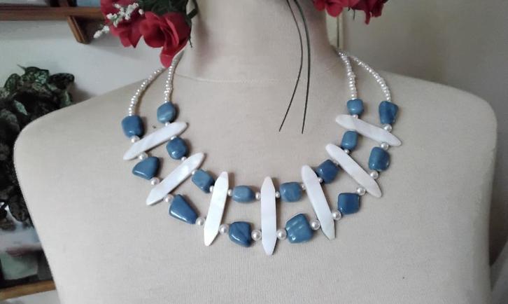 PRACHTIGE KETTING Opaal Zoetwater Parel Parelmoer Zilver 925, Sieraden, Tassen en Uiterlijk, Edelstenen, Nieuw, Ophalen of Verzenden