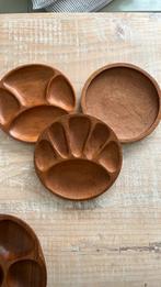 Vintage set van 3 teakhouten borden schalen monkey platter, Ophalen, Zo goed als nieuw, Rond, Hout