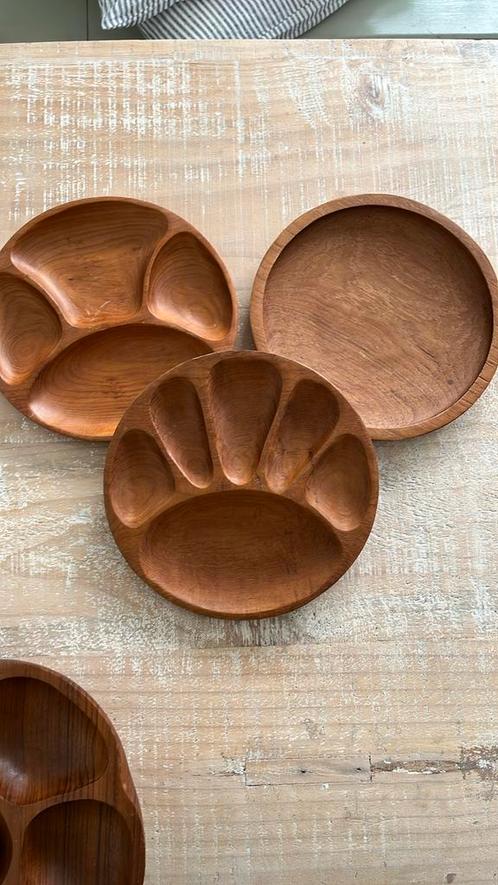 Vintage set van 3 teakhouten borden schalen monkey platter, Huis en Inrichting, Woonaccessoires | Schalen en Manden, Zo goed als nieuw