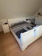 Teakhouten bed met nachtkastjes, Huis en Inrichting, Slaapkamer | Bedden, Ophalen, Wit, Tweepersoons, 180 cm