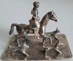 Zilveren miniatuur 4 jachthonden en ruiter op paard, Antiek en Kunst, Antiek | Goud en Zilver, Ophalen of Verzenden, Zilver