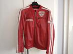 Leren heren jack, rood/wit, maat medium, Kleding | Heren, Ophalen of Verzenden, Zo goed als nieuw, Maat 48/50 (M), Bruin