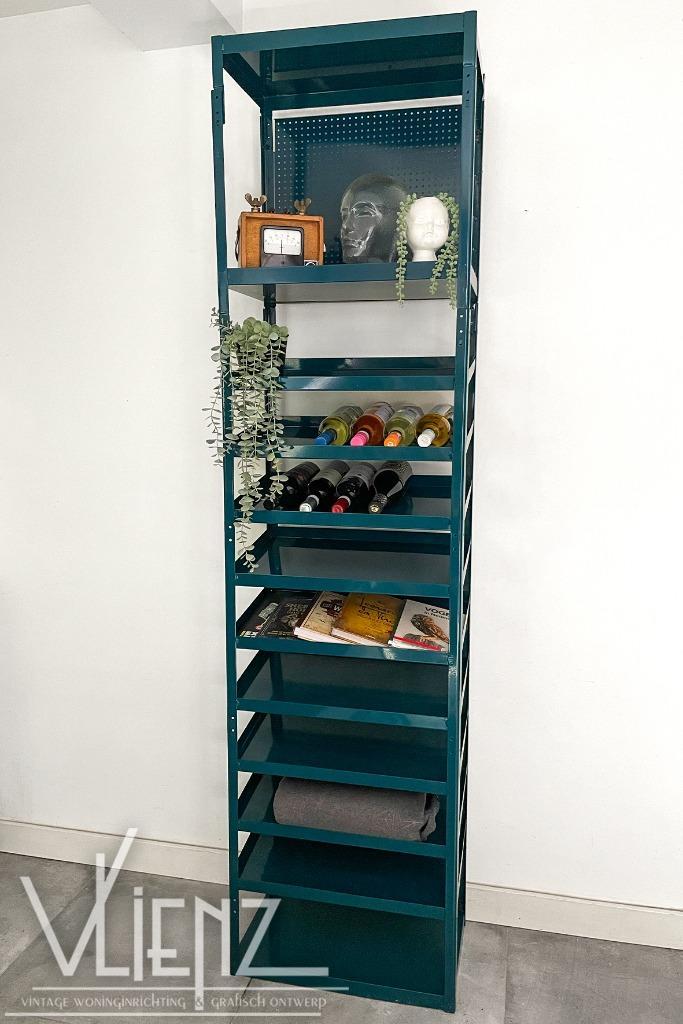 Metalen magazijnrek, stellingkast gereedschapskast turquoise, Huis en Inrichting, Kasten | Stellingkasten, Gebruikt, Ophalen