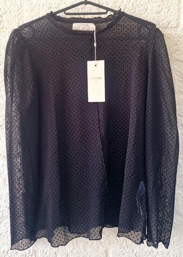 Cream zwarte blouse met stippen nieuw met kaartje maat XL beschikbaar voor biedingen