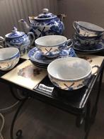 Prachtige delftsblauwe kleur zeer oud dun porselein thee set, Ophalen