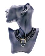 Gitten ketting met zilveren slot met Onyx, 38-40 cm, Sieraden, Tassen en Uiterlijk, Antieke sieraden, Verzenden, Zilver, Ketting