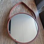 Bruine Spiegel met Lederen Band - 33cm, Huis en Inrichting, Woonaccessoires | Spiegels, Minder dan 50 cm, Rond, Ophalen of Verzenden