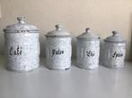 4x voorraadbus Frans emaille bussenset pottenset pot bus, Antiek en Kunst, Antiek | Emaille, Ophalen of Verzenden