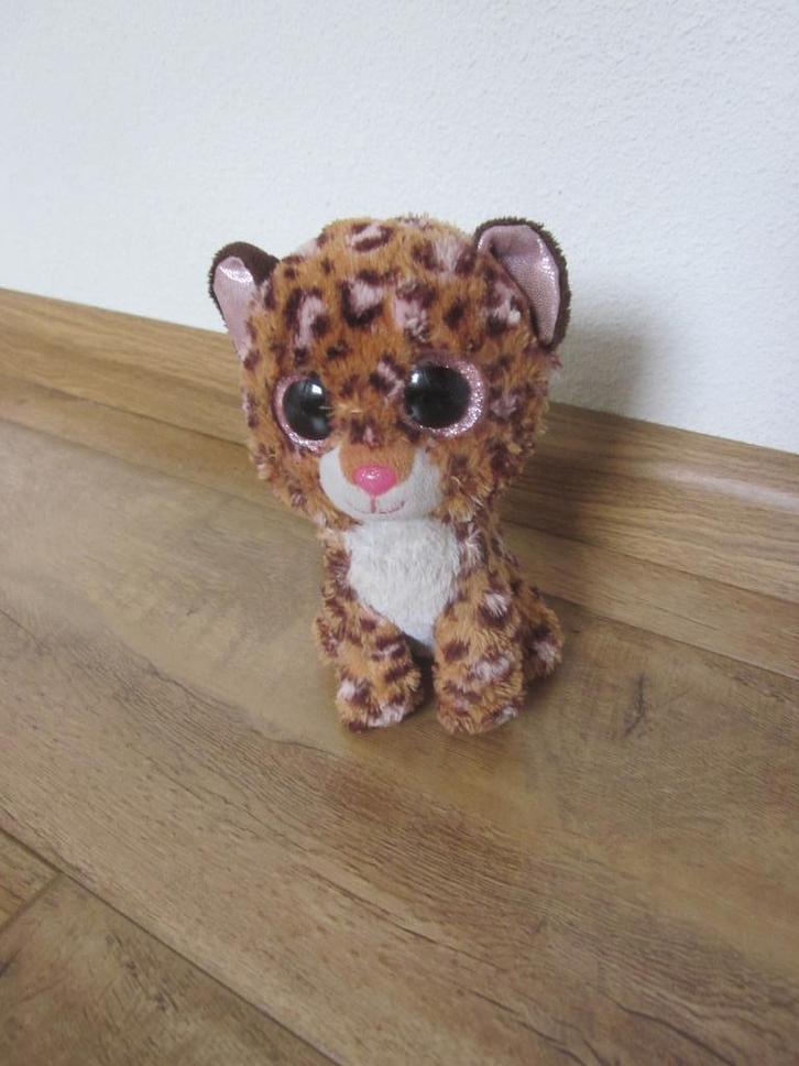 TY pluche Patches bontgekleurd pantertje roze glitter ogen, Kinderen en Baby's, Speelgoed | Knuffels en Pluche, Zo goed als nieuw