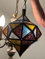 Gekleurde Glazen Lamp Vintage Brocante Hanglamp Hallamp, Ophalen of Verzenden