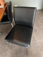 6 Leren Design Stoelen, Gebruikt, Hulstra Stoelen, Zwart, Leer