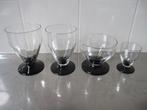 42 st retro glasservies op zwarte voet, waterglazen, Ophalen, Glas of Glazen, Overige stijlen, Glas