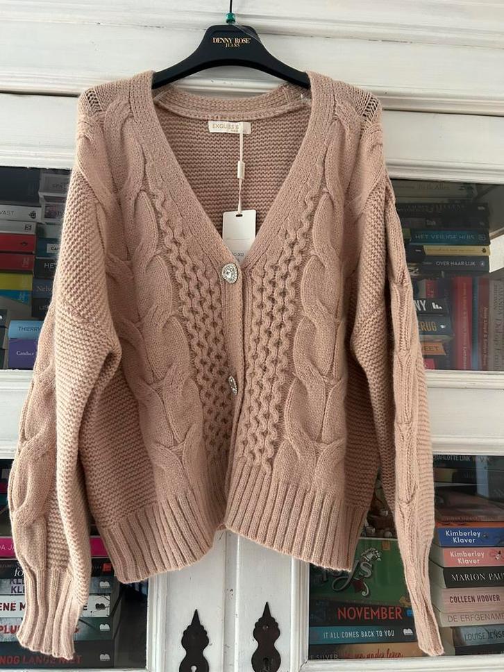 EXQUISS’S vestje camel met hartjesknopen mt M/L, Kleding | Dames, Truien en Vesten, Nieuw, Maat 38/40 (M), Bruin, Verzenden