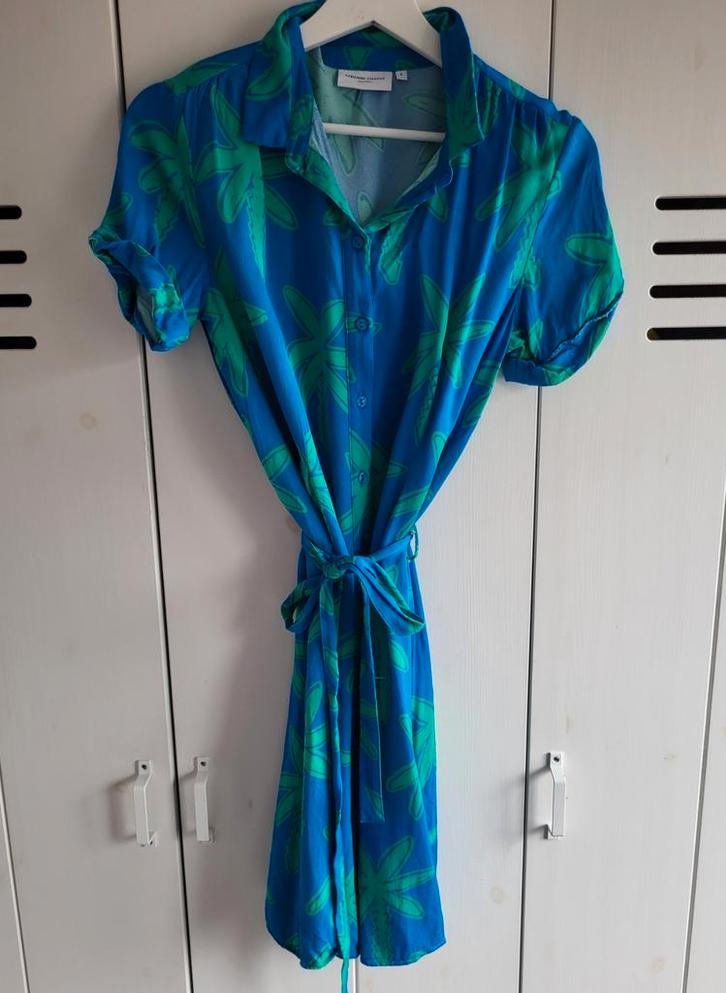 Fabienne chapot jurk maat s blauw groen palm als nieuw, Kleding | Dames, Jurken, Zo goed als nieuw, Maat 38/40 (M), Blauw, Onder de knie