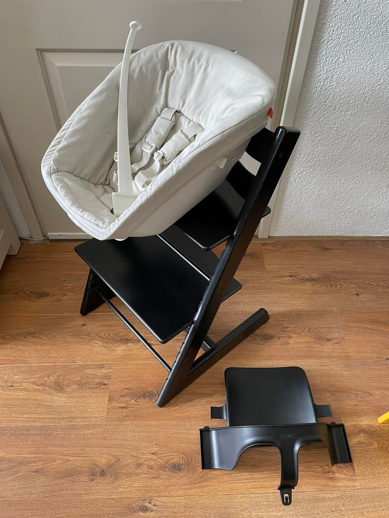 🧡 Zwarte Stokke Tripp Trapp Newborn & Babyset Kinderstoel🩵, Kinderen en Baby's, Kinderstoelen, Ophalen, Gebruikt, Meegroeistoel