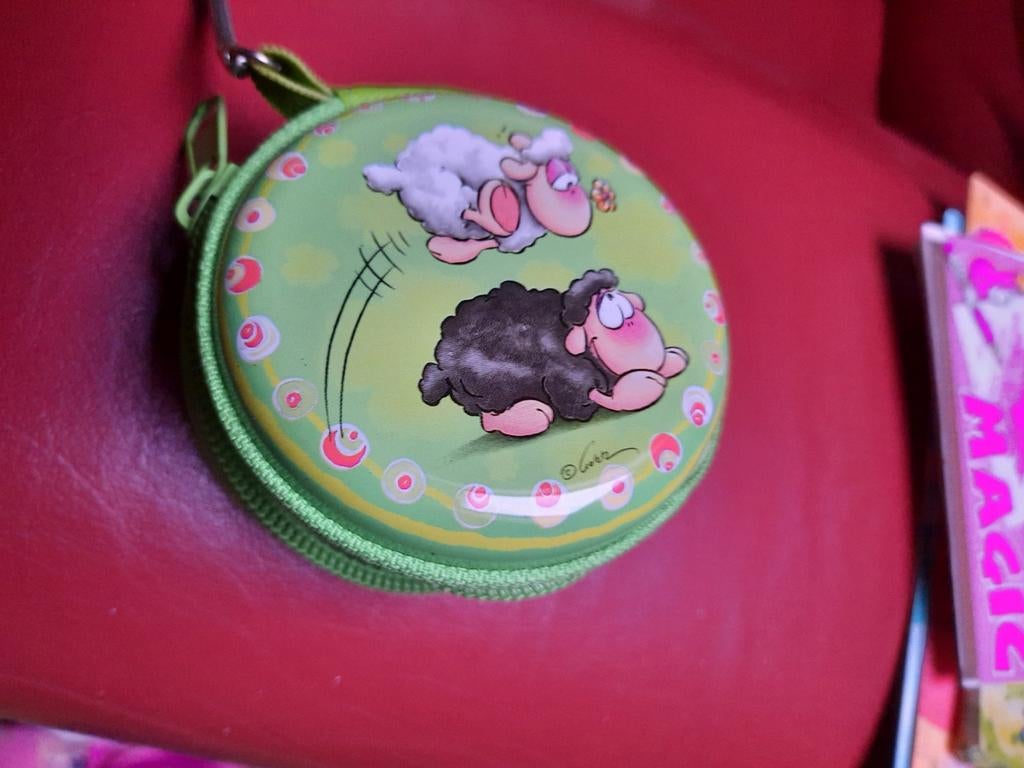 Diddl tasje/doosje met schaapjes en hartvormig doosje, Ophalen of Verzenden, Overige figuren, Gebruikt, Tas, Koffer of Zak