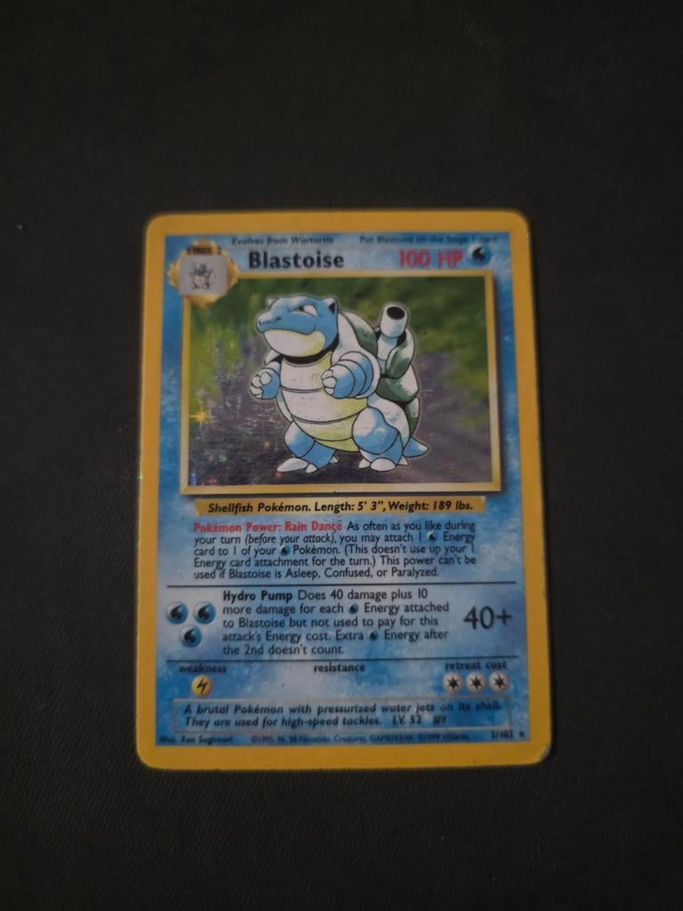 Blastoise Pokémon Kaart - Base Set 2/102 Holo, Ophalen of Verzenden, Gebruikt, Losse kaart, Foil