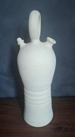 Ecru keramieken fles met sier ornamenten, Ophalen of Verzenden