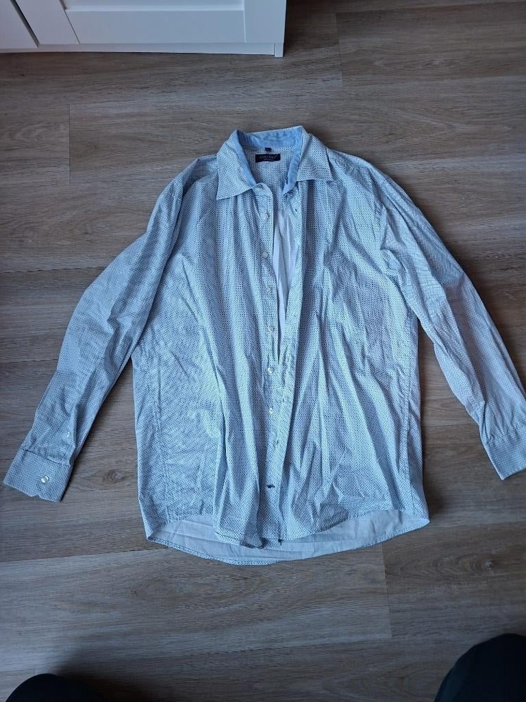 John Cabot Overhemd XL (43/44) – 100% Katoen – Blauw Ruitje, Kleding | Heren, Overhemden, Ophalen of Verzenden, Zo goed als nieuw