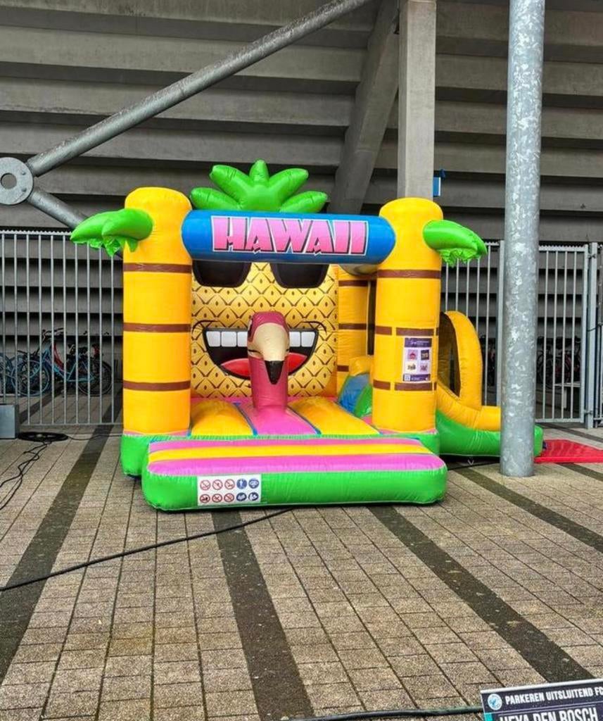 Springkussen “Hawaii” te huur, Verzenden, Zo goed als nieuw, Overige