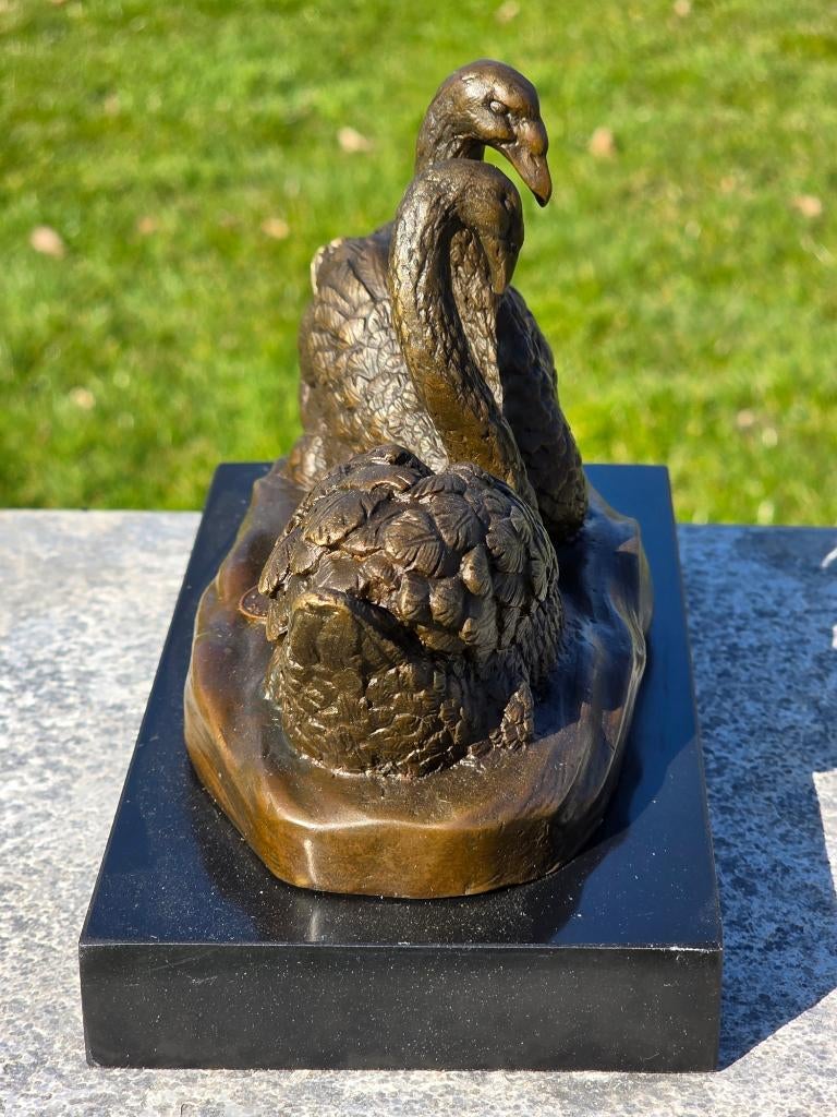 KOPPEL ZWANEN / BRONS, Tuin en Terras, Tuinbeelden, Dierenbeeld, Nieuw, Info@huisentuindecoratiemarie.nl, Huis en tuin decoratie marie