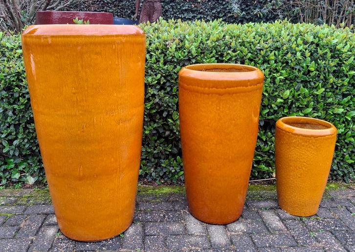 Zeer grote geglazuurde potten hellas 4 kleuren en 3 maten., Tuin en Terras, Bloembakken en Plantenbakken, Nieuw, Overige materialen