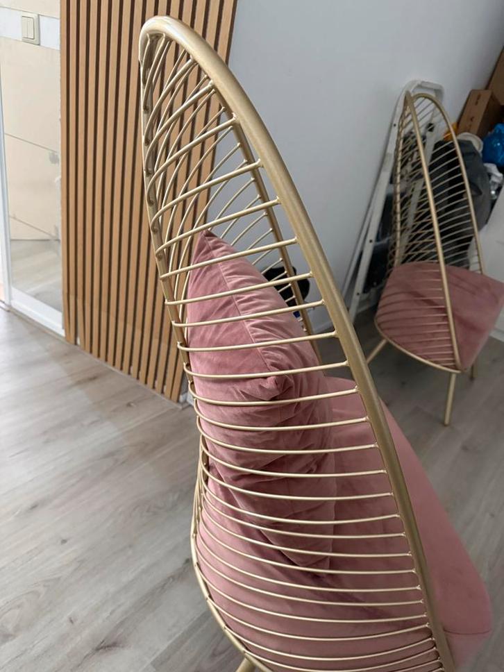 3 Aparte Design Fauteuils met Bananenblad Leuning, Huis en Inrichting, Fauteuils, Zo goed als nieuw, Metaal, 50 tot 75 cm, Minder dan 75 cm