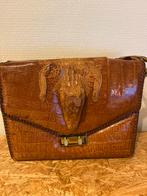 Vintage Krokodillenleren Handtas met Krokodillenkop, Ophalen, Gebruikt, Bruin, Handtas