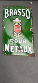 Mooi oud emaille reclame bordje Brasso, Ophalen of Verzenden, Gebruikt, Reclamebord