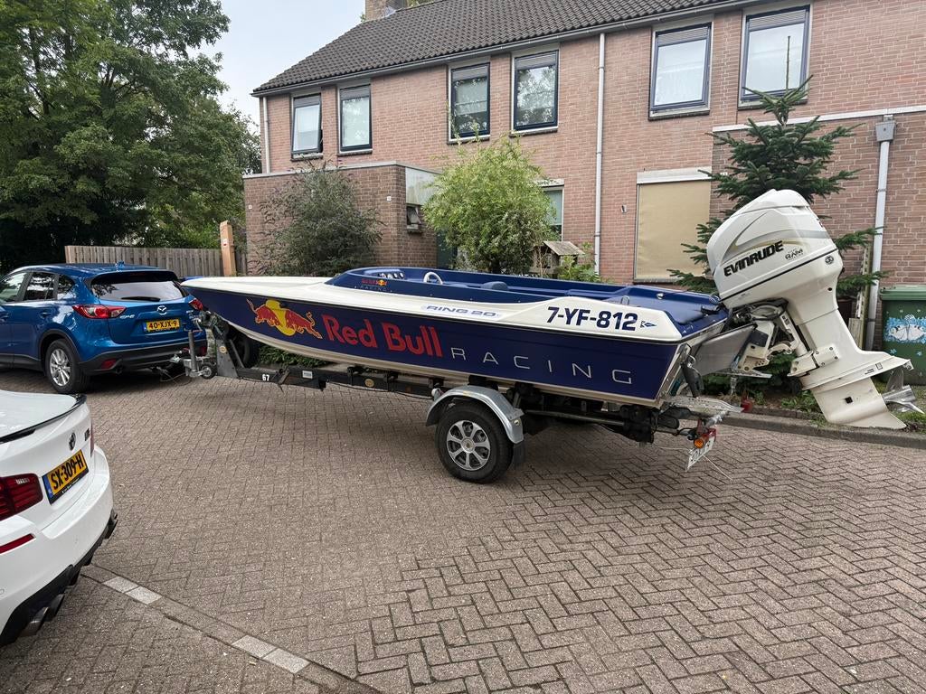 Ring 20ft met 225 evinrude, Watersport en Boten, Speedboten, Gebruikt, 6 meter of meer, Benzine, 200 pk of meer, Polyester, Buitenboordmotor