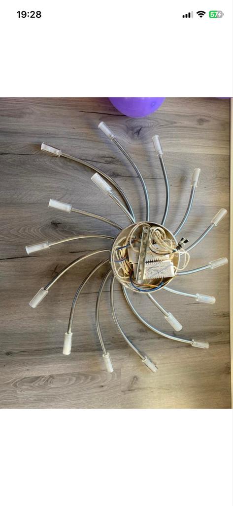 Moderne sputnik plafondlamp met 16 armen, Huis en Inrichting, Lampen | Plafondlampen, Zo goed als nieuw, Metaal, Ophalen of Verzenden