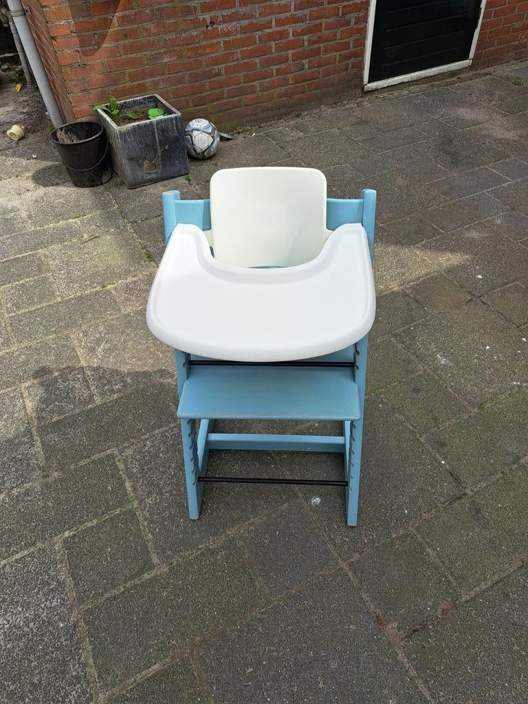 Stokke Tripp Trapp kinderstoel met eetblad - Blauw, Ophalen, Gebruikt, Meegroeistoel, Afneembaar eetblad