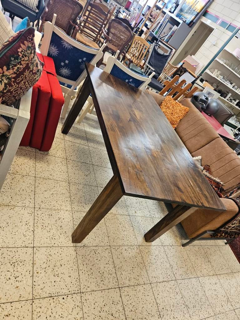 Robuuste teakhouten eettafel - Donkerbruin, 4-6 personen, Modern, Landelijk, Robu, Gebruikt, 150 tot 200 cm, Vier personen