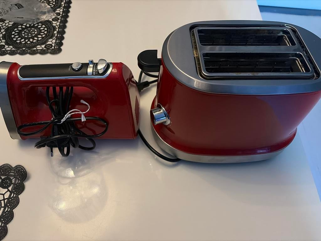 Rode Broodrooster & Mixer Set - Netjes!, Ophalen of Verzenden, Zo goed als nieuw